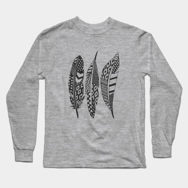 Boho Feathers Long Sleeve T-Shirt by NixieNoo